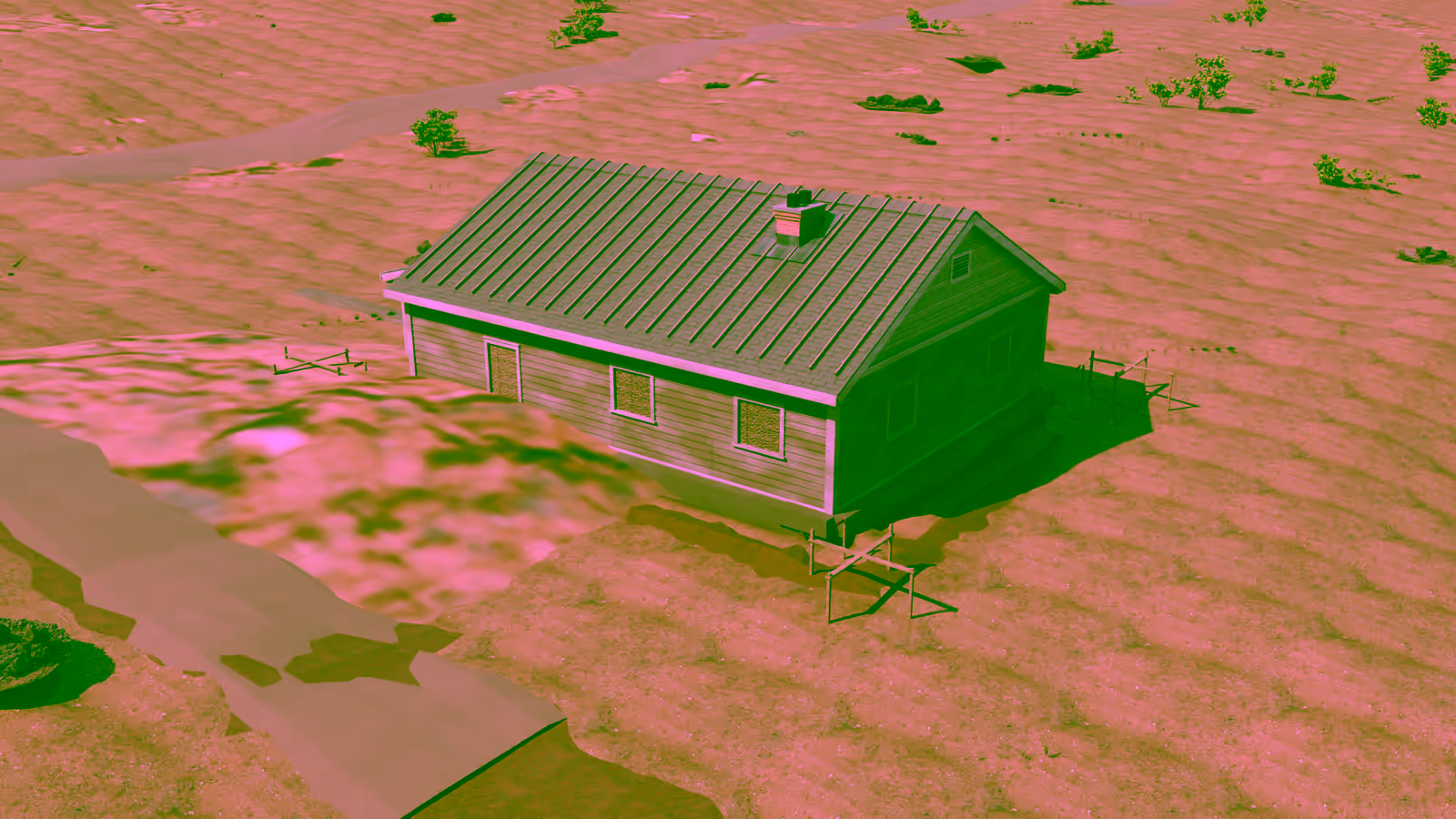 A house being built from bare ground on a parcel outside Pima, Arizona